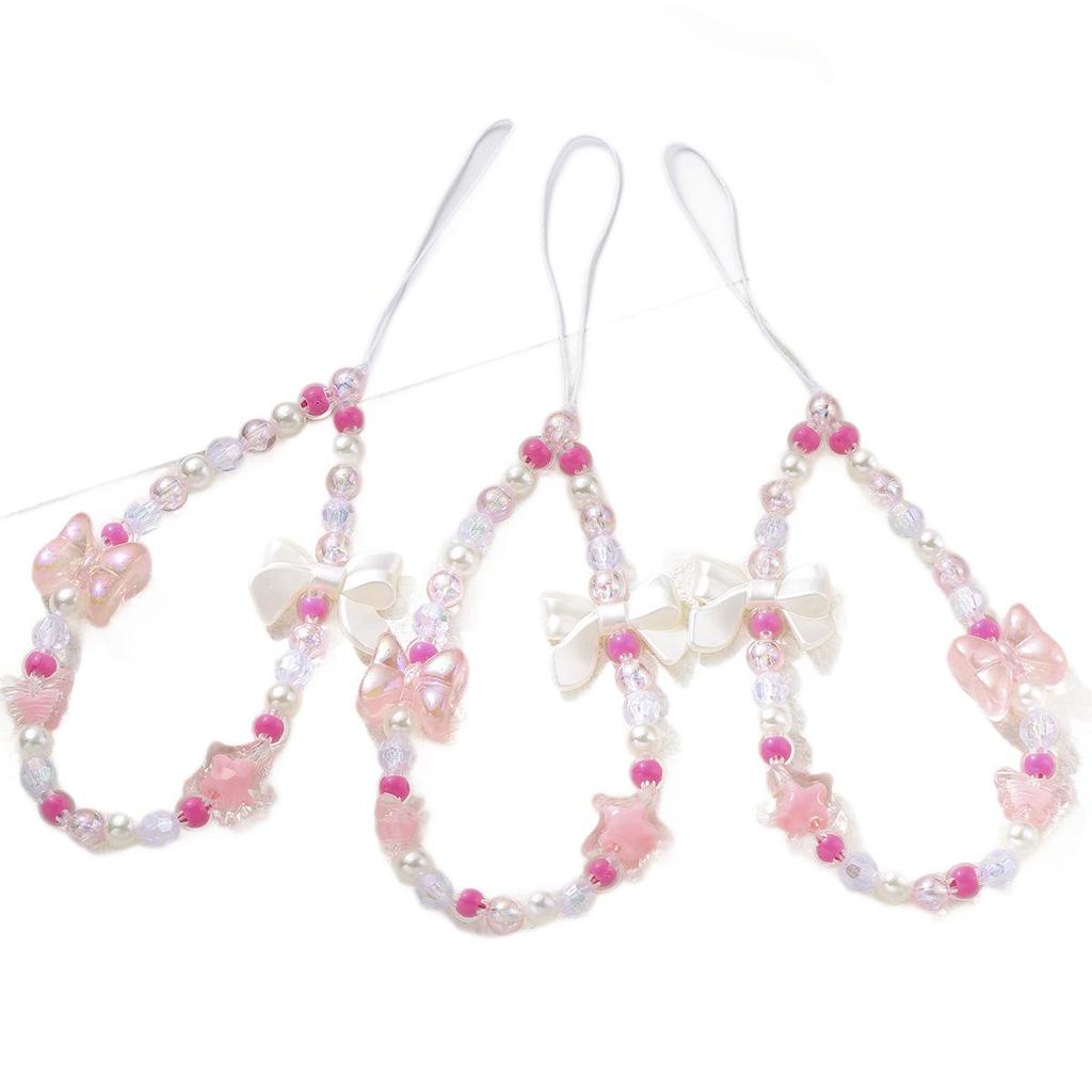 Inspired Pearl Bow Phone Lanyard - Beaded Chain for Women, Luxurious Anti-Lost Rope Pendant