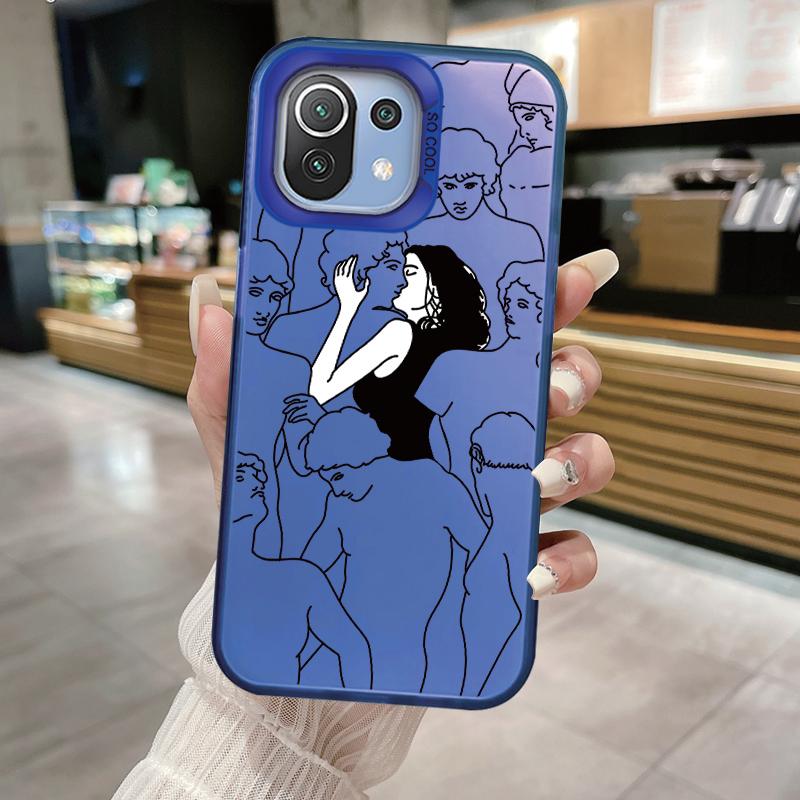 Smiling Face Case For Xiaomi Mi 11 Lite 5G NE 13T PRO 14T Redmi A5 A1 A2 9A Poco C71 Shockproof Hard Back Cover Line Art Sketch