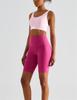 Pantaloncini da Yoga a Vita Alta Color Pesca con Tasche – Senza Cuciture, Vestibilità Comoda per Donna
