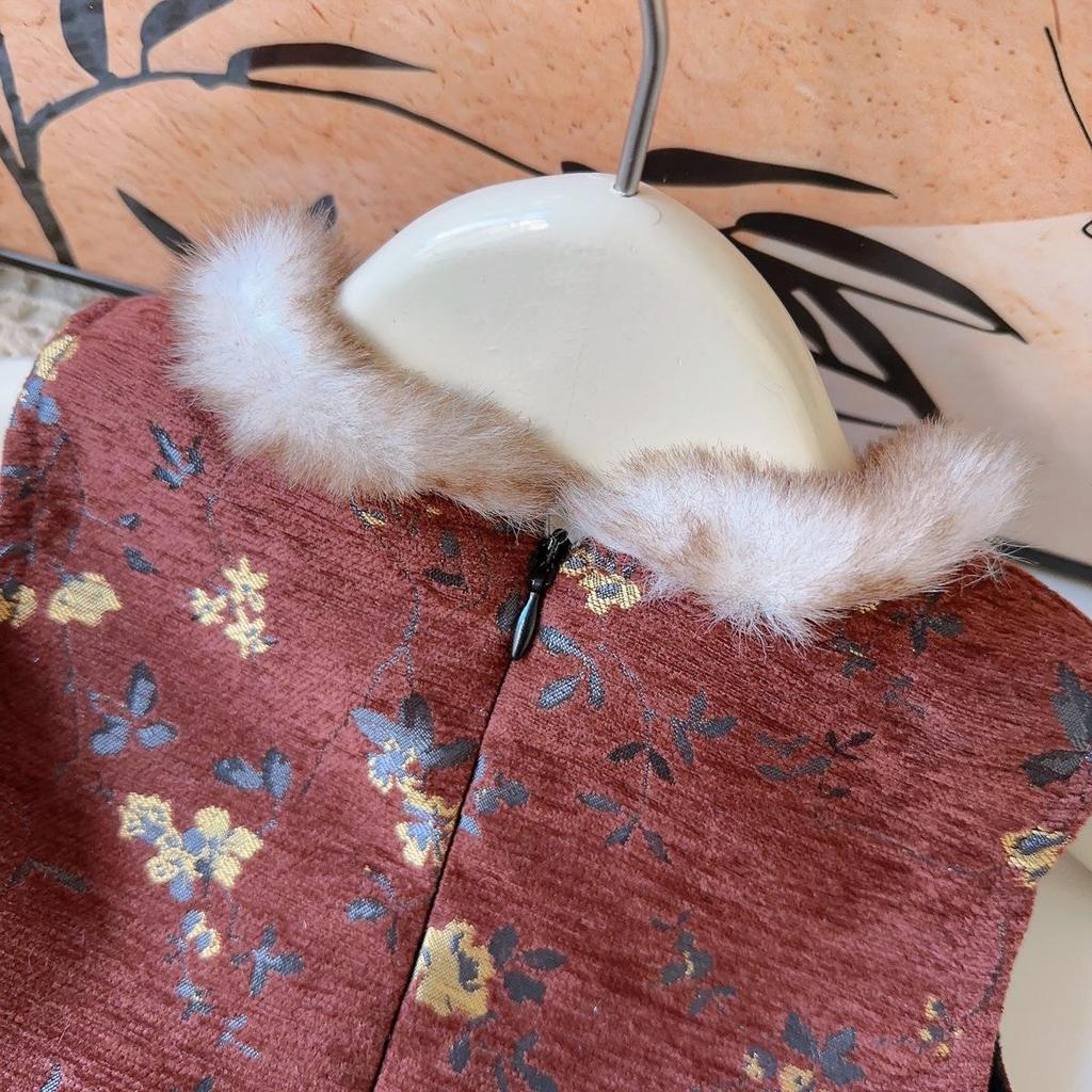 New Arrival: Thick Warm Chinese Style Sleeveless Winter Dress for Girls - Puffy Skirt