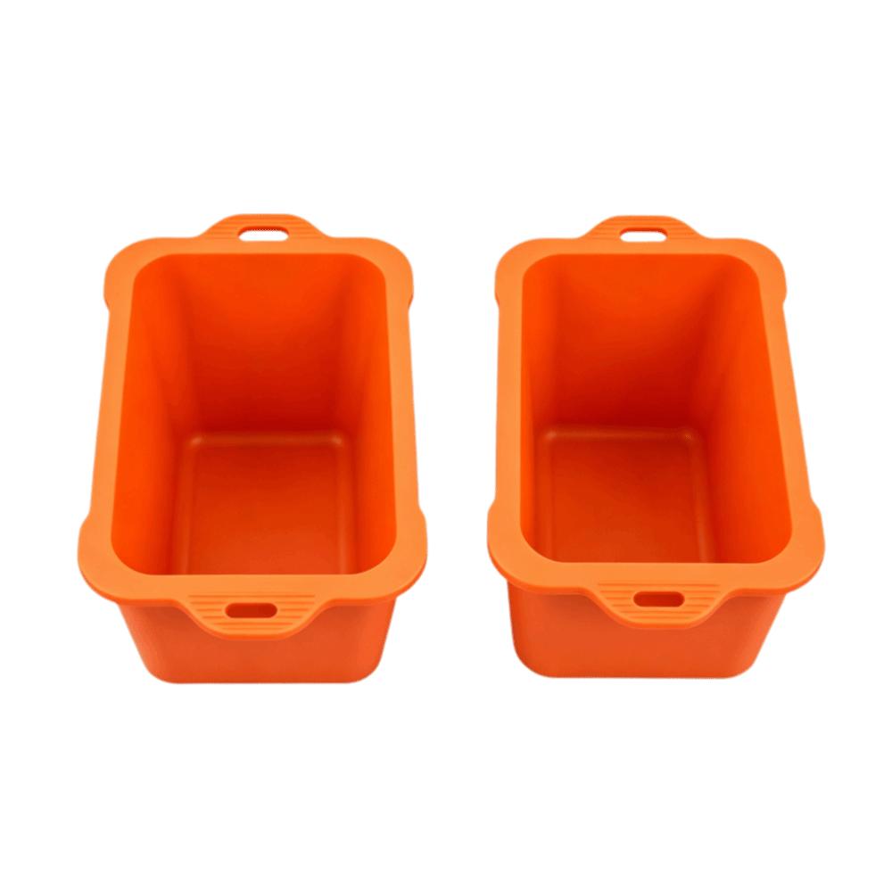 2PCS Silicone Silicone Grease Cup Liners Orange and Grey Heat Resistant Grease Catcher Tray Deep Capacity Open Grill Drip Pan