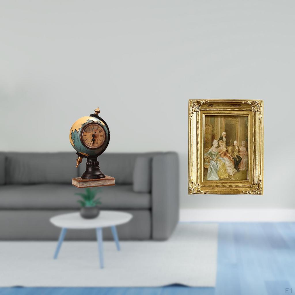 Modern Resin Globe Clock And Photo Frame Art Craft Ornament for Office Bedroom Shelf Tabletop Wall