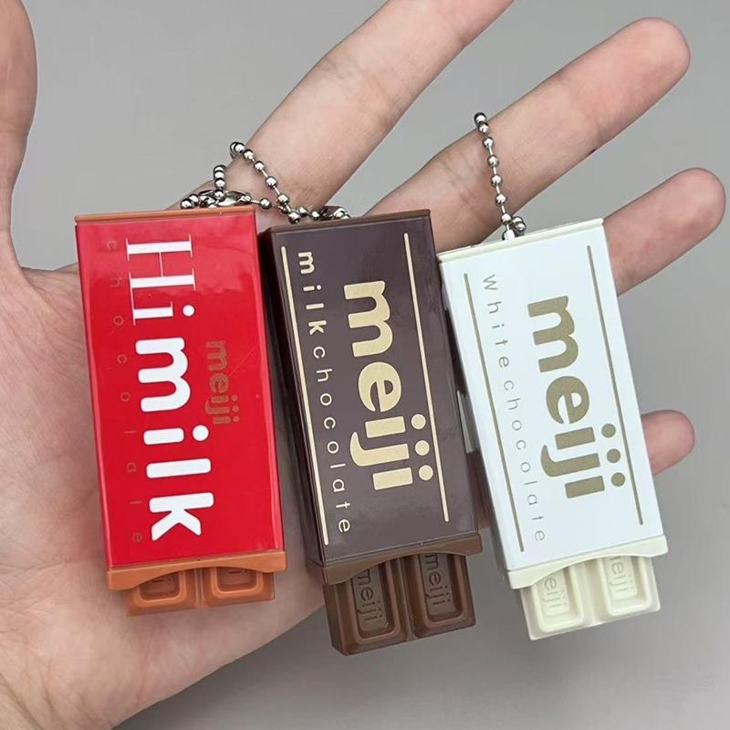 Gesimuleerd Meiji Chocolade Fidget Speelgoed Buigbaar Snap-En-Speel Stressverlichting Jp Stijl Sleutelhanger Hanger Grappige Cadeaus Creatieve Gadgets