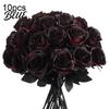 Black Themed Event Decor Realistic Silk Roses with Long Stems for Wedding Centerpieces, Halloween Home Faux Floral Arrangements Decor, Artificial