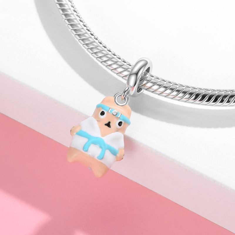 Colorful Enamel Beads Multiple Roles Pirate Warrior Animal Cat Charms 925 Silver Jewelry Making Fits Original Charm Bracelet