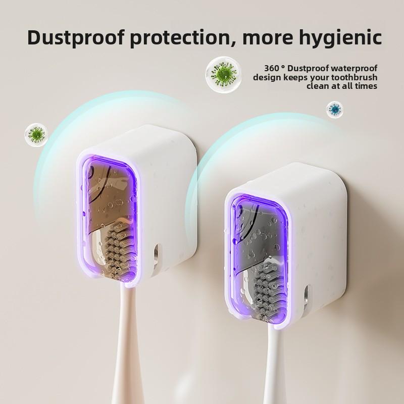 Non-punching Toothbrush Shelves Wall-mounted Dust-proof Storage Box with Lid Electric Toothbrush Holder Ordinary Toothbrush Use