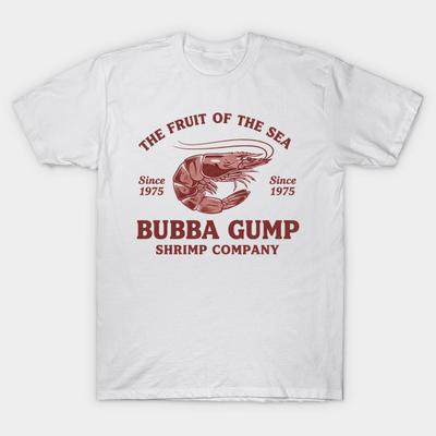 Asian Size Men Print T-shirt Bubba Gump Shrimp Company No-Cut Heat Transfer Print Cotton Tshirt