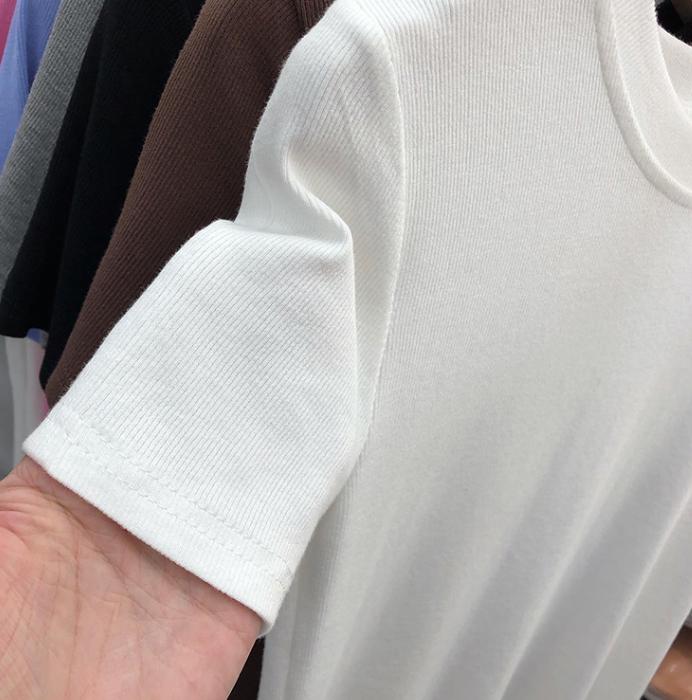 Letní tričko s krátkým rukávem Bílá trička Dámská Plus Size Slim Fit Vrchní oblečení s kulatým výstřihem Jednobarevné Měkké Pohodlné Tričko Tenké