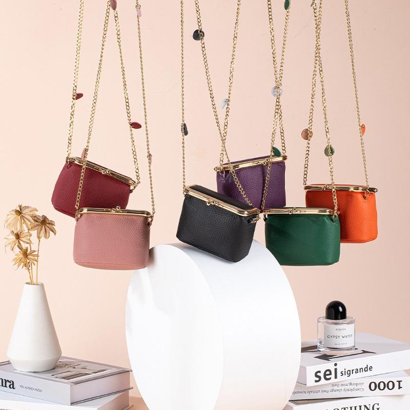 New fashion chain bag, simple and portable shoulder messenger bag, genuine leather multi-functional gold storage bag, large capacity