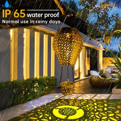 Hot Air Balloon Solar Lanterns Outdoor Waterproof Metal Hanging Solar Lights LED Decor Solar Power Lighting For Party Christmas