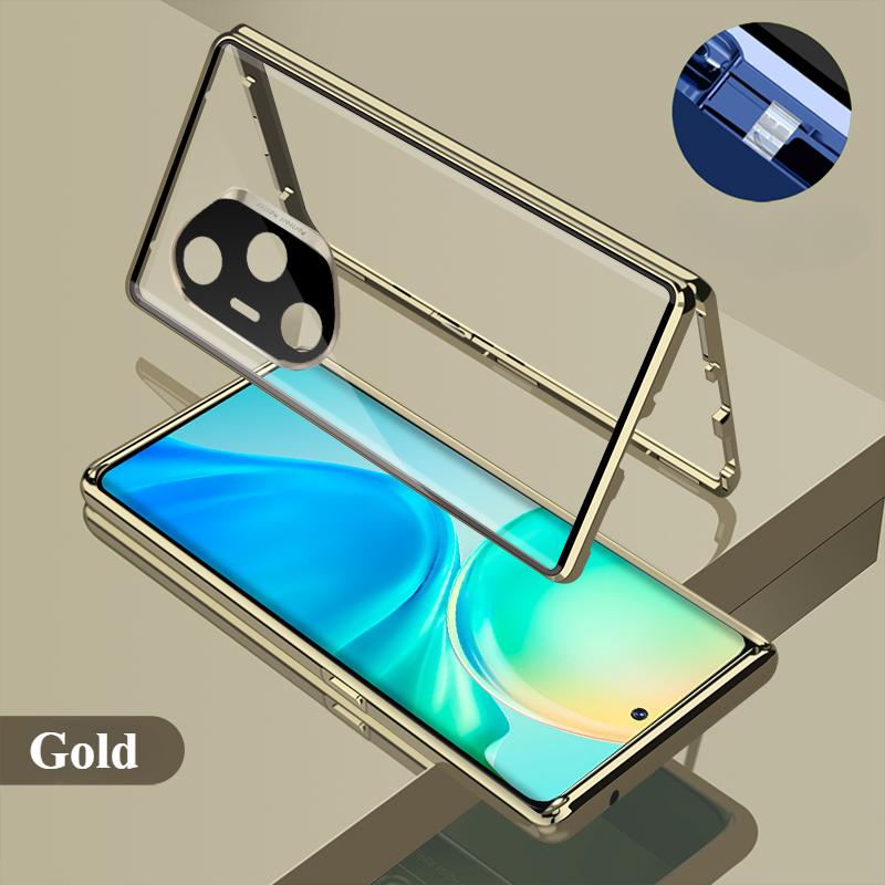 360° Clear Double Sided Glass Magnetic Adsorption Metal Bumper Phone Case for Honor 400 400 Pro 400 Lite Hidden Buckle Lens Protect Shockproof Cover