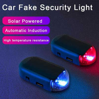 2Pcs LED Solar Powered Fake Security Light Simulated Car Led Warning Light Wireless Strobe Signal Alarm Anti-Theft Caution Lamp