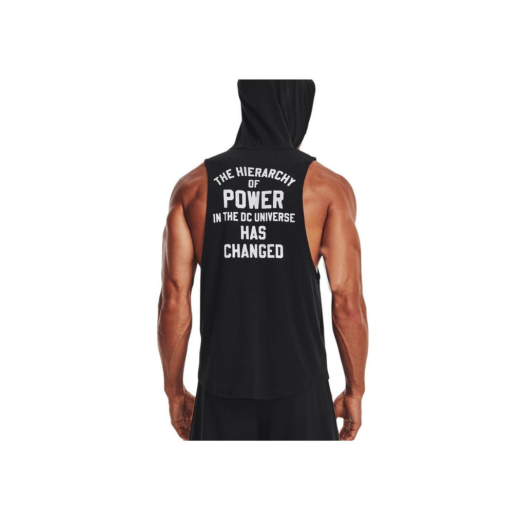 Under Armour Project Black Adam Project Rock Solid Color Printed Letter Drawstring Hooded Sports Casual Sleeveless Vest Men vest 1377748-001