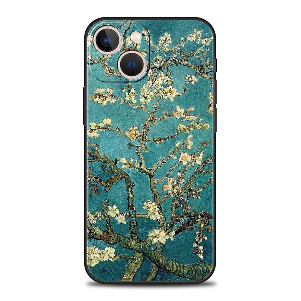 Claude Monet Jardin Peinture Art Étui de Téléphone Pour iPhone 17 16 15 Pro Max 11 12 13 14 7 8 Plus SE 2020 X XR XS Coque Souple Noir