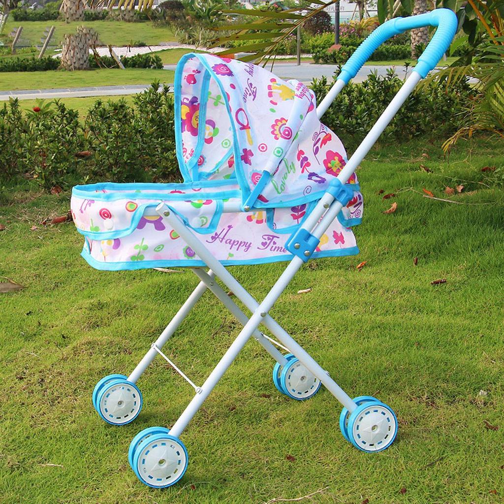 Doll Stroller with Canopy Trolley Push Cart Toy for Children Kids Girls Boys