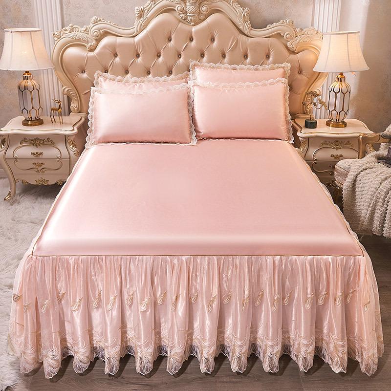 3 Stück Kühlmatte, Bettrock, Tagesdecke für das Bett, Klimaanlage, weich, faltbar, maschinenwaschbar, Kühllaken mit Kissenbezügen