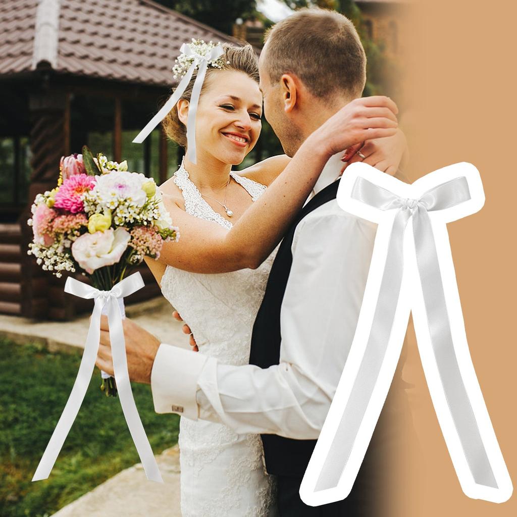 12 Pieces Of Ivory Bow Decorations, Wedding Background Channel Decorations, Satin Bows, Chair Decorations, Elegant Ceremonial Ribbons