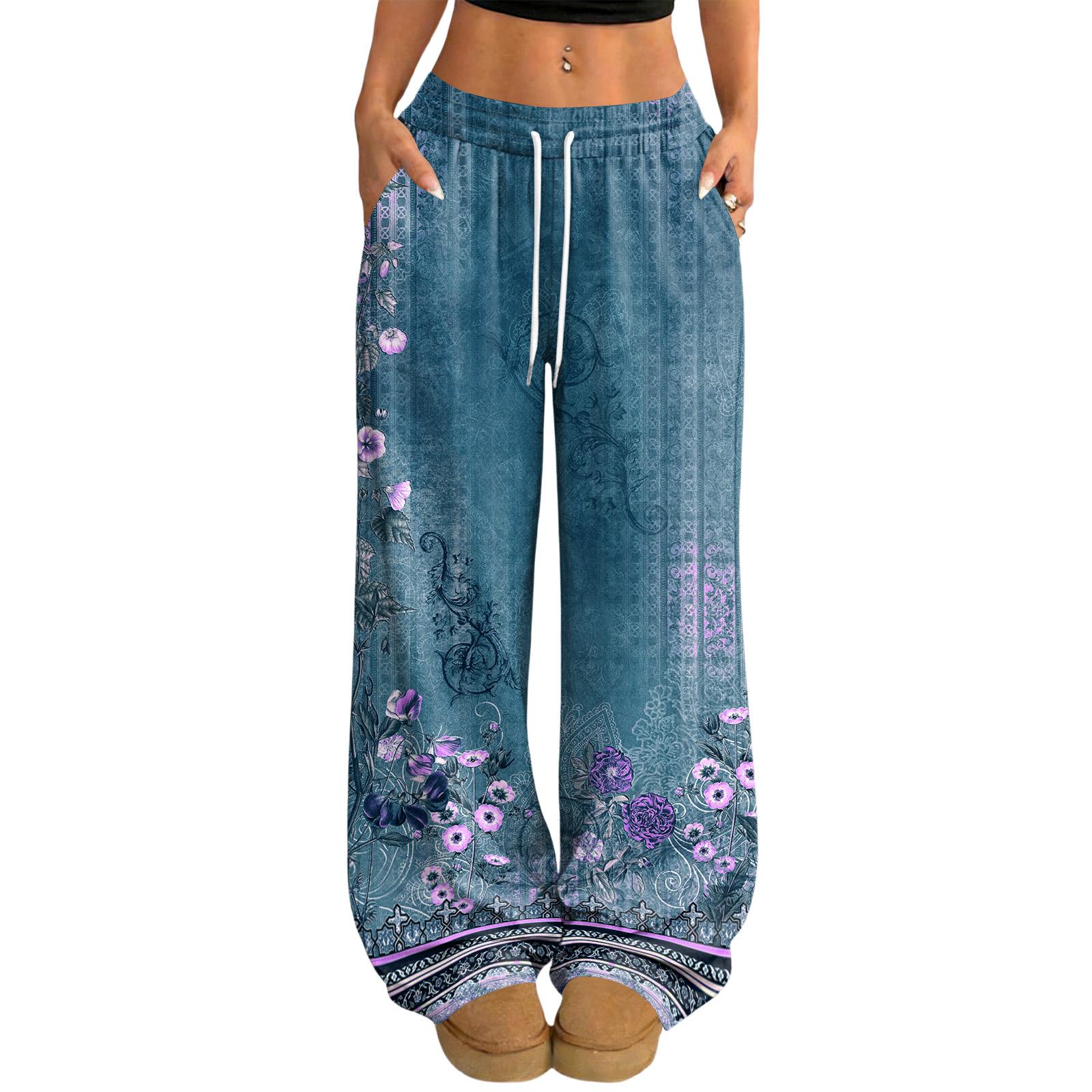

Women s Casual And Fashionable Elastic Waist Loose Wide Leg Pants S