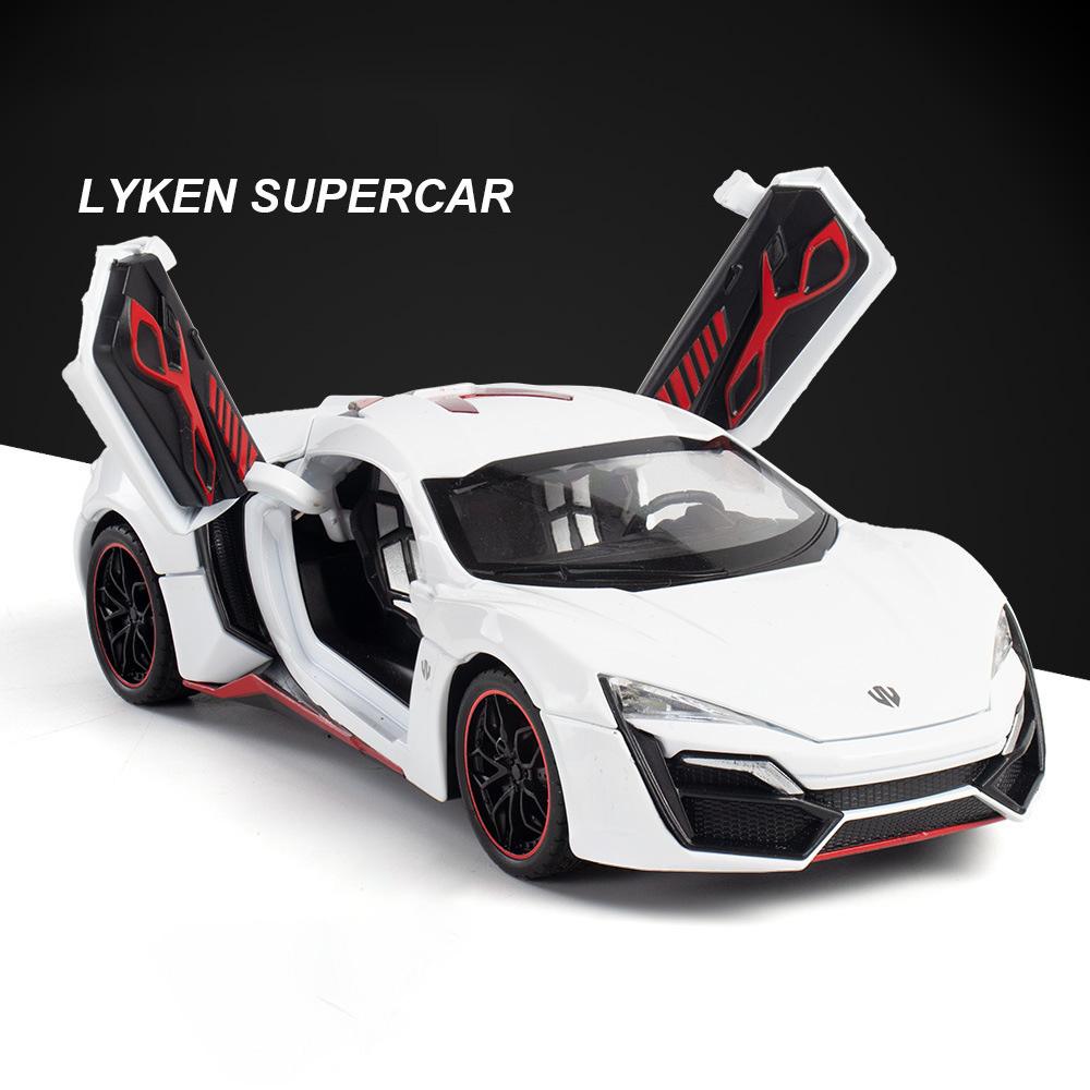 

Scale 1:24 Lykan Car Model Toy Diecast Alloy Doors Opened Sound Light Pull Back Rubber Tire Supercar Miniature Models Kids Gifts белый