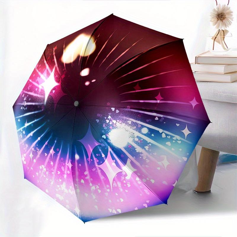 Eyes Automatic Folding Umbrella 8 Ribs, Durable Iron Frame, Bright Color Pattern Compact Travel Umbrella, Suitable for Outdoor, Beach and D