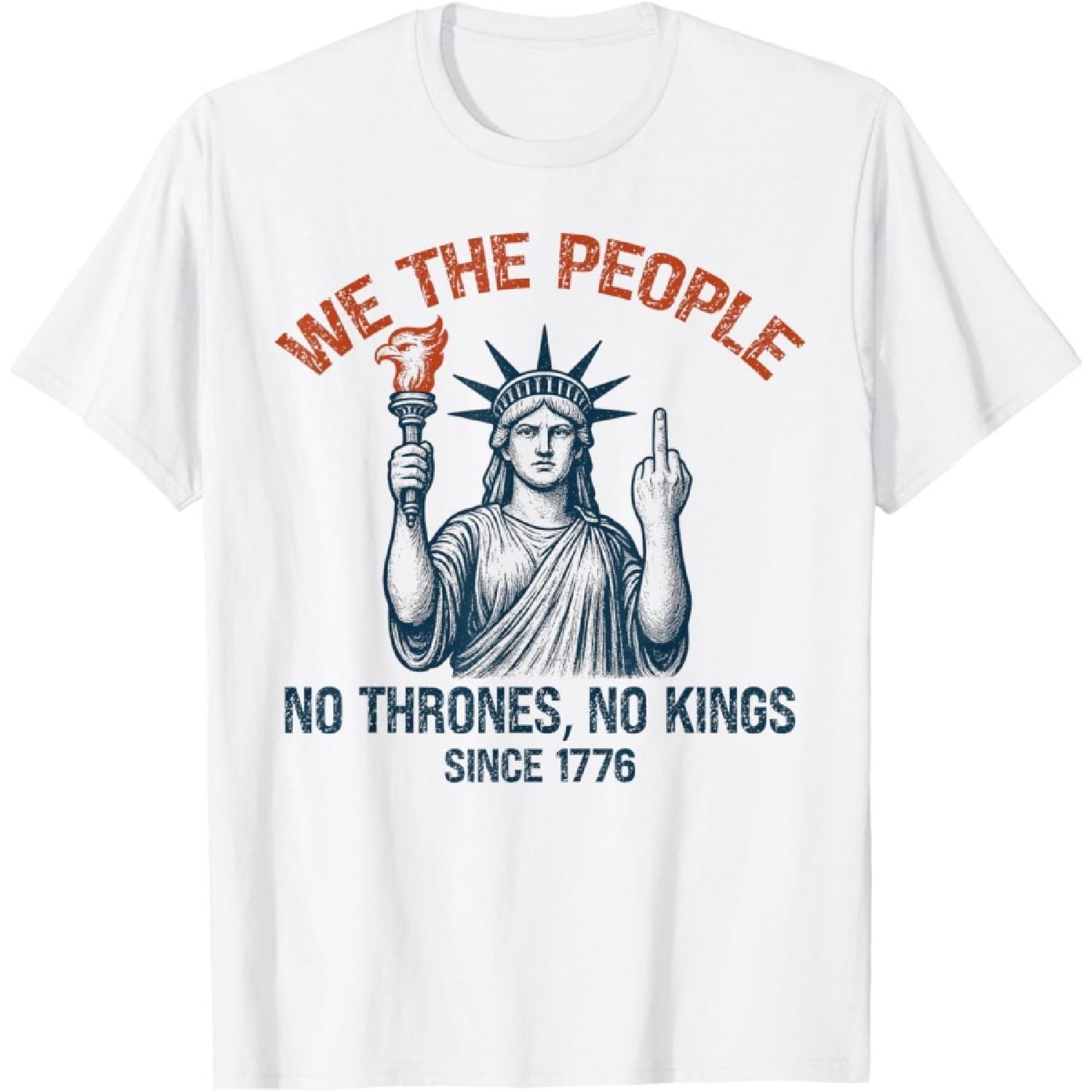 

Statue Of Liberty 4th Of July, No Kings Since 1776 T-Shirt XXXXXL білий