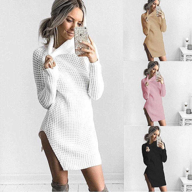 Autumn And Winter New Knit Sexy Split Turtleneck Sweater For Women In Premium Quality