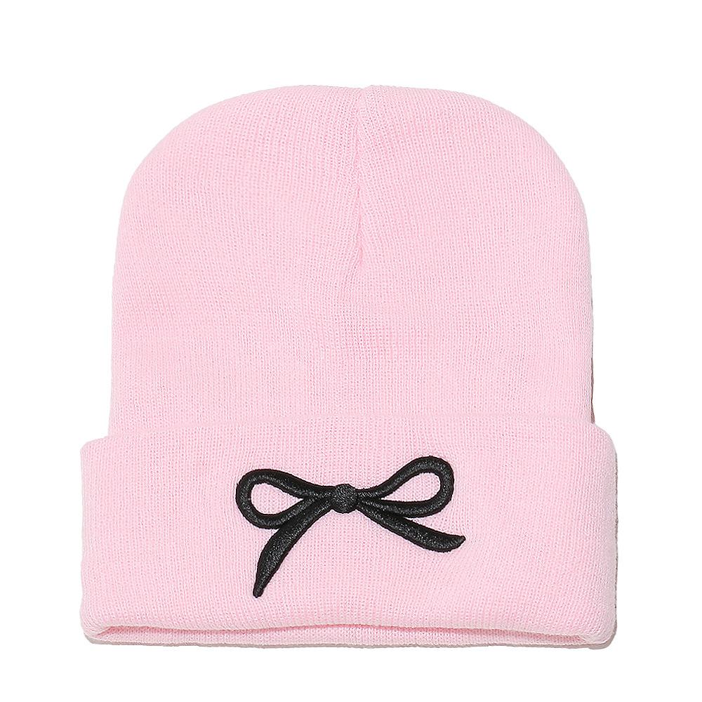 2025 autumn and winter new knitted hat children's trend versatile cold hat Korean version outdoor bow wool hat