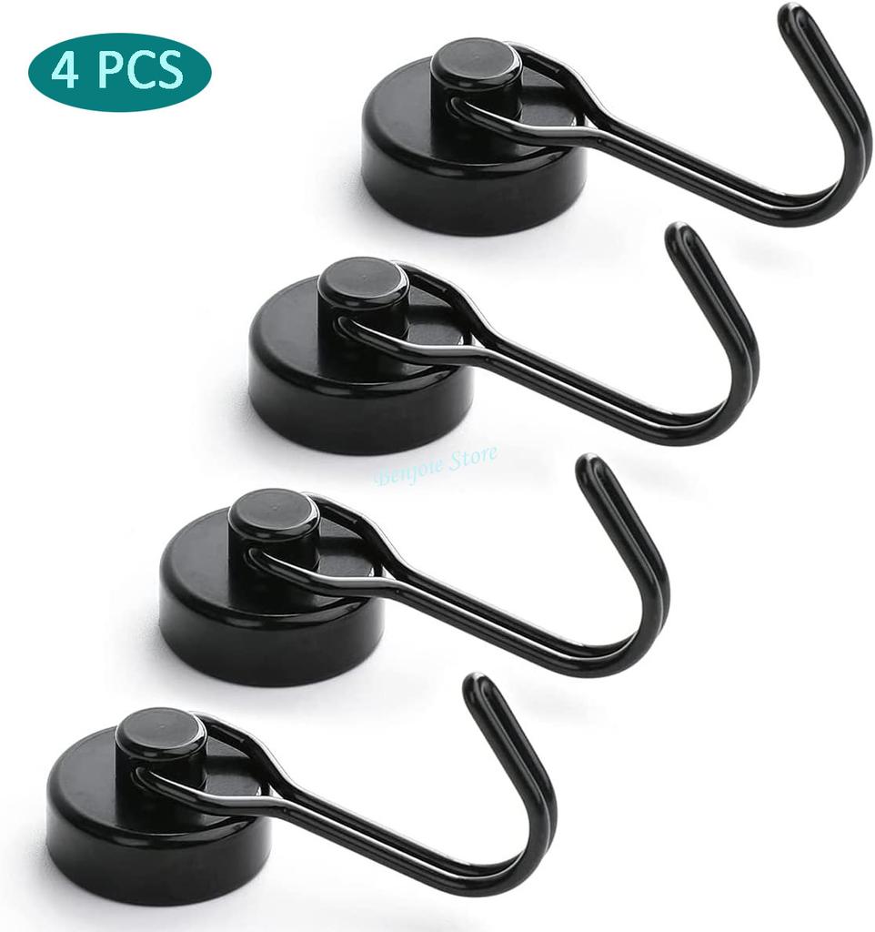 Magnetické háčky Vysoce odolné magnety Háček 30LB Silný neodymový magnet s otočnými háčky pro domácí kuchyňské věnce na klíče od ledničky