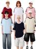 T-shirt Manches Courtes Trois Bandes Coupe Ample Épaules Tombantes Été Col Rond T-shirt Couple 200g Haut Unisexe