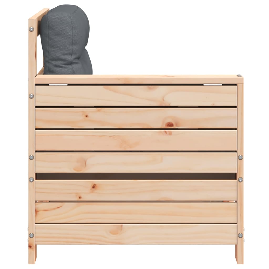 Garden Sofa with Armrests and Cushions Solid Pine Wood