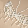 Unique Designs Elegant Pearls Body Jewelry Bra Chain Soft Fabric Decorative Accessory for Bolds Fashionable Statement