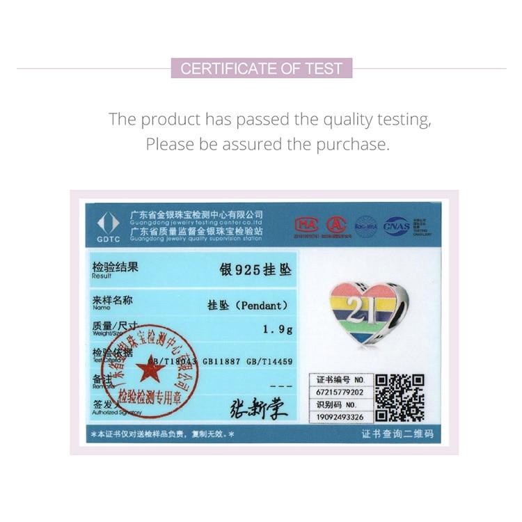 WOSTU 925 Sterling Silver Charm Rainbow Love Lettering 21 Bead Pendant Fit Original Bracelet Necklace For Women Jewelry