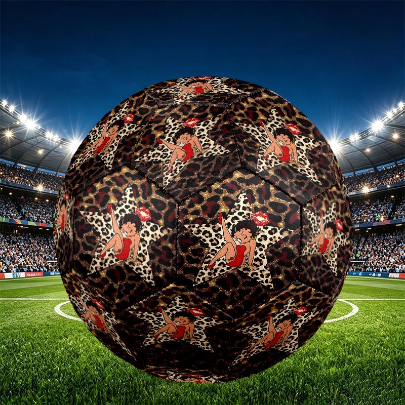Betty Boop Print Size 5 Soccer Ball, PU Wear Resistant Football for Match Training and Daily Practice, Birthday Gift for Soccer Fans