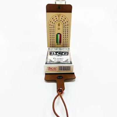 Cribbage Board Game Set Includes Playing Cards 6 Pegs Fun Table Game 2-4 Player Games Portable Card Board Game for Adults & Kids