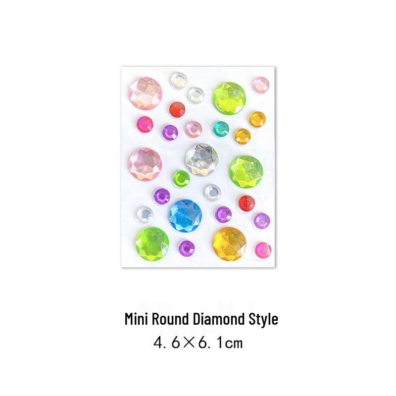 Gem Stickers: Kids' 3D Acrylic Crystal DIY Rhinestone Decorations, Colorful Cross-Border Designs for Girls