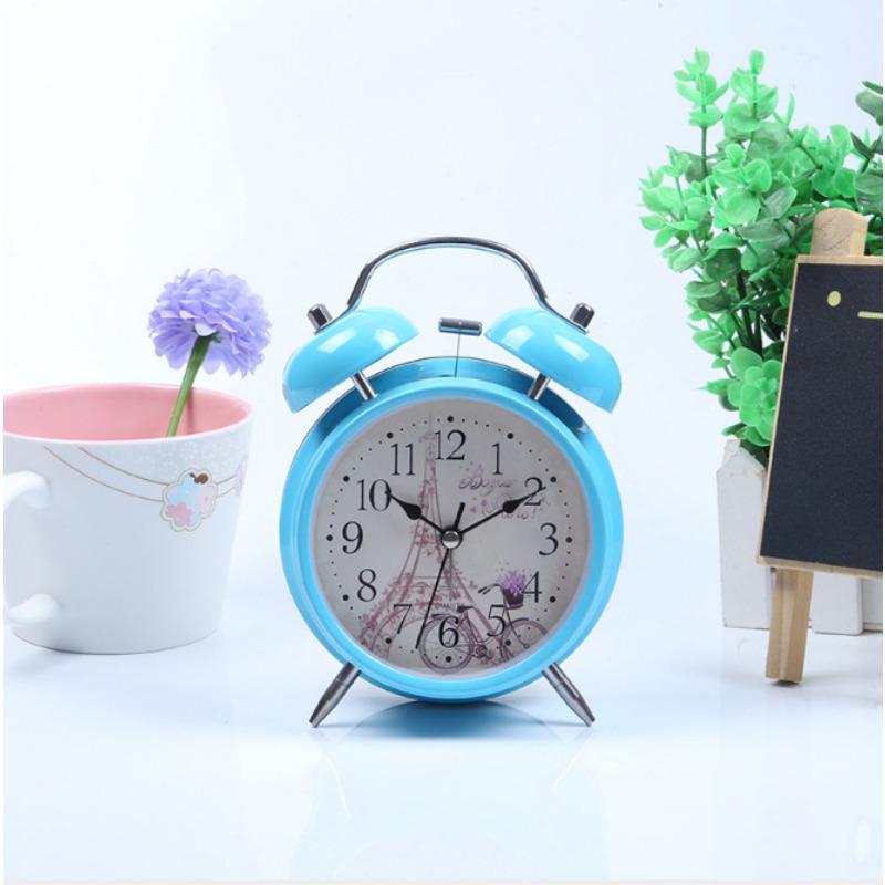 4-inch metal European-style spray painted tower alarm clock night light creative bell modern style gift watch