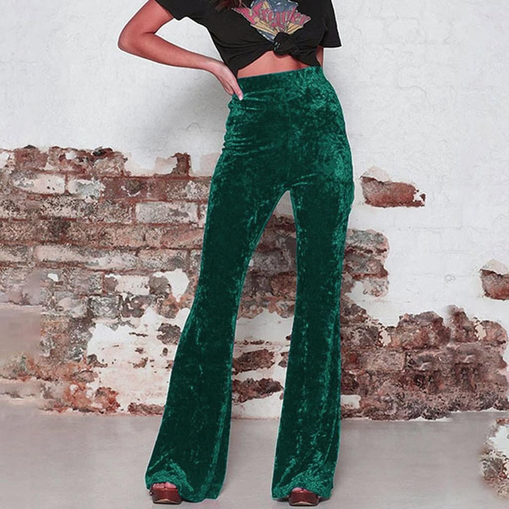 Modieuze Dames Retro Kleur Hoge Taille Casual Wijde Pijpen Broek