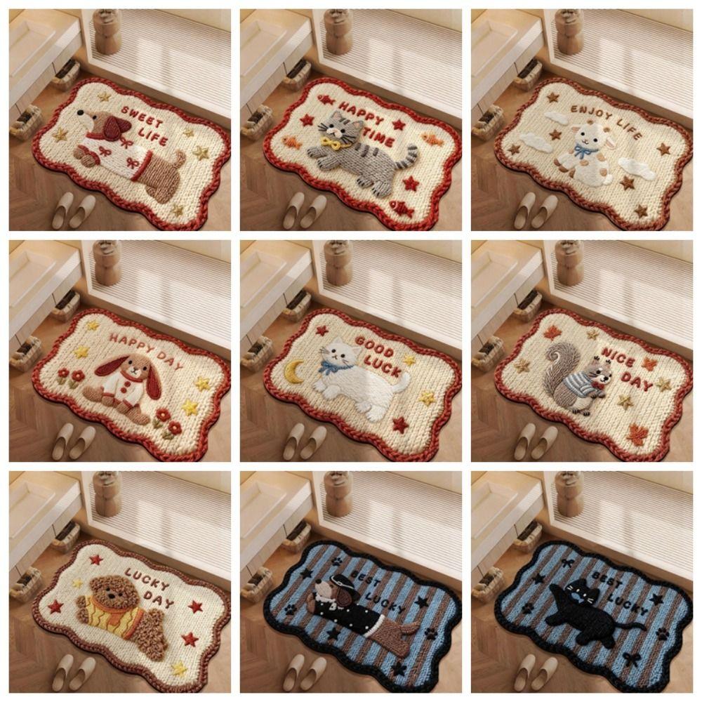 Durable 40*60cm Bath Mat Dirt-scraping Surface Water Absorption Pony Door Mat Household Washable Doormat Home Decoration