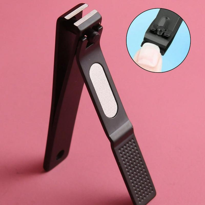 1pc Black Handle Straight Edge Nail Clipper For Trimming Finger And Toe Nails, Home And Travel Use,Nail Art Tools,Manicure Pedicure Tools