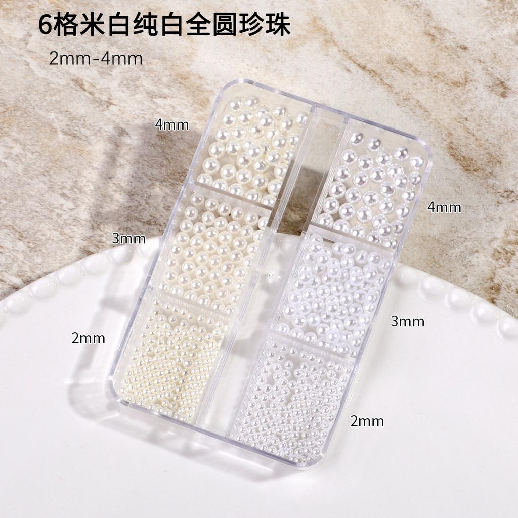 Ins Japanese Flat-Bottom Manicure, Pure White Beige Pearl, Semi-Round, Full-Round Highlight, No Peeling, No Fading, Nail Accessories