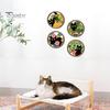 Cat Lover Gifts 4Pcs Boho Black Wall Art, Farmhouse Floral Hanging Wood Sign, Botanical Nature Inspired Art Kitten Decor, Leaves Wooden Sign