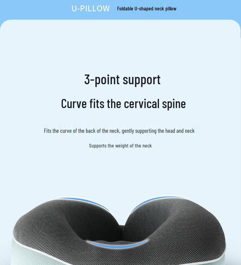 Compact U-shaped Memory Foam Travel Pillow with Neck Support
