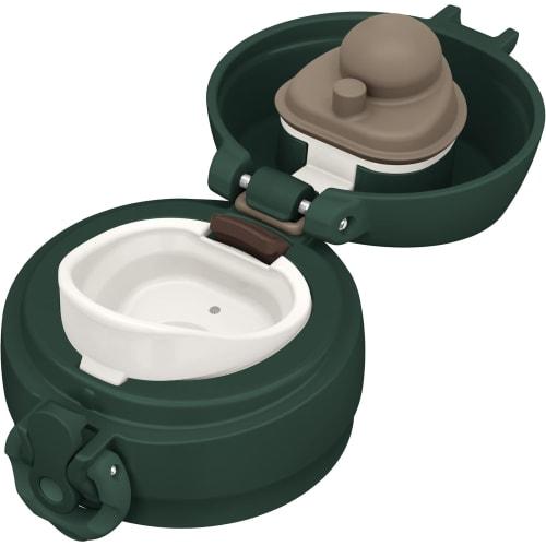 Thermos Water Bottle, Vacuum Insulated Mobile Mug, 0.5L, Dark Green, Removable Spout for Easy Cleaning, Lightweight Type, One-Touch Open, Stainless St