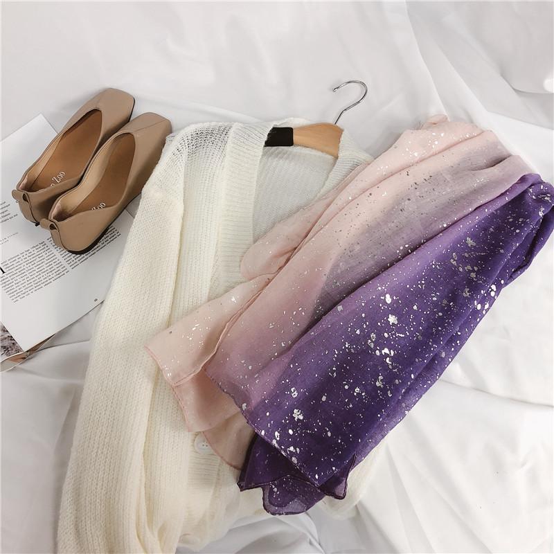 Spain Fashion Ombre Glitter Viscose Shawl Scarf Women Bling Bling Shimmer Pashmina Stole Wrap Snood Muslim Hijab 180*90Cm