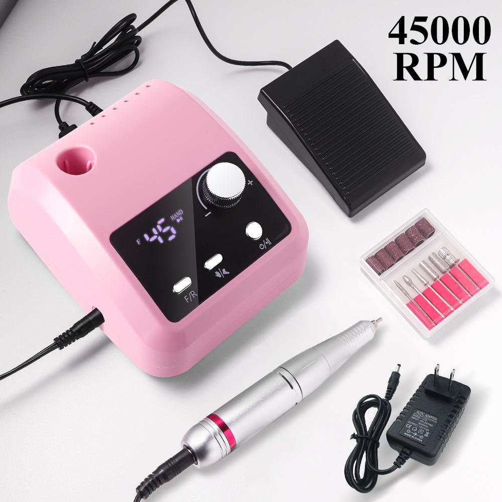 Lightweight Electric Nail Drill 204: 45000 RPM for Manicure, Nail Removal & Polishing