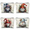 Christmas Gnome Makeup Bag Watercolor Winter Pencil Case Storage Pouch Zipper Organizer for Women Girls Holiday Xmas Gift