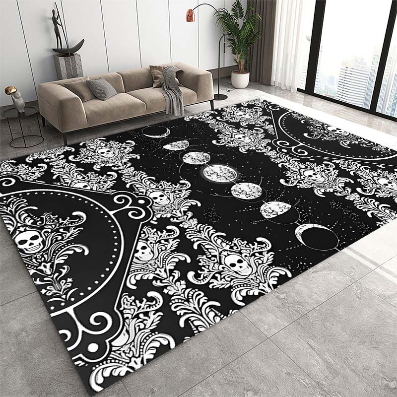 3D children's rug, skull, abstract skull moon rug, baby room rug, boy's room rug