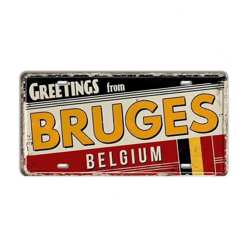 Paesi Bassi BELGIO AUSTRIA CECHIA POLONIA Targa Landmark Città Segno in Metallo Decorativo Targa per Veicoli Man Cave Bar Decorazione da Parete