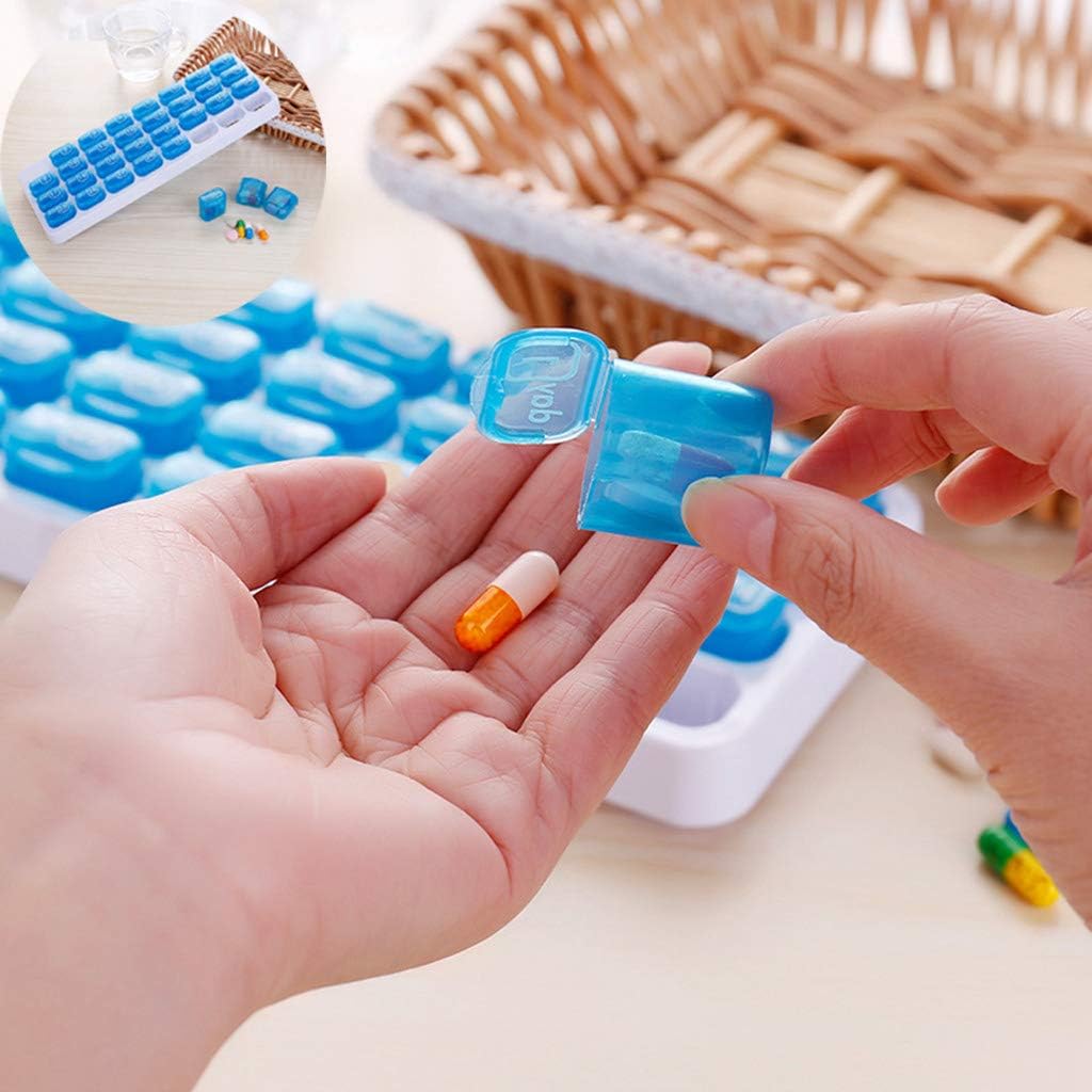 One Month Pill Box Portable 31 Day Tablet Box for with Lid forOutdoor Medicine Box Vitamins Medicine Daily Use and Travel