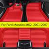 Car Floor Mats Fit Ford Mondeo MK2 2001 2002 2003 2004 2005 2006 2007 Auto Full Set Leather Carpet Pads Vehicle Matts Foot Rugs